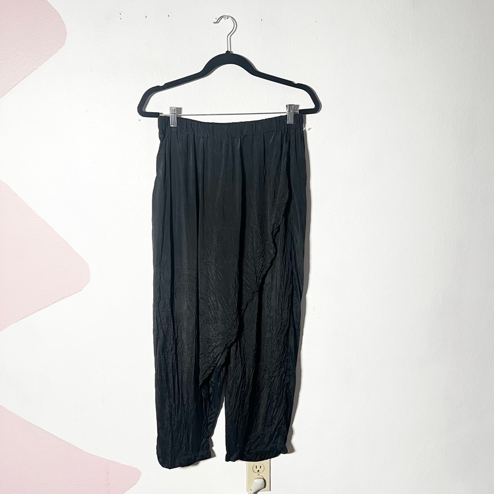 Urban Zen Harem Pants Medium Black Silk Blend Lagenlook Made in Italy